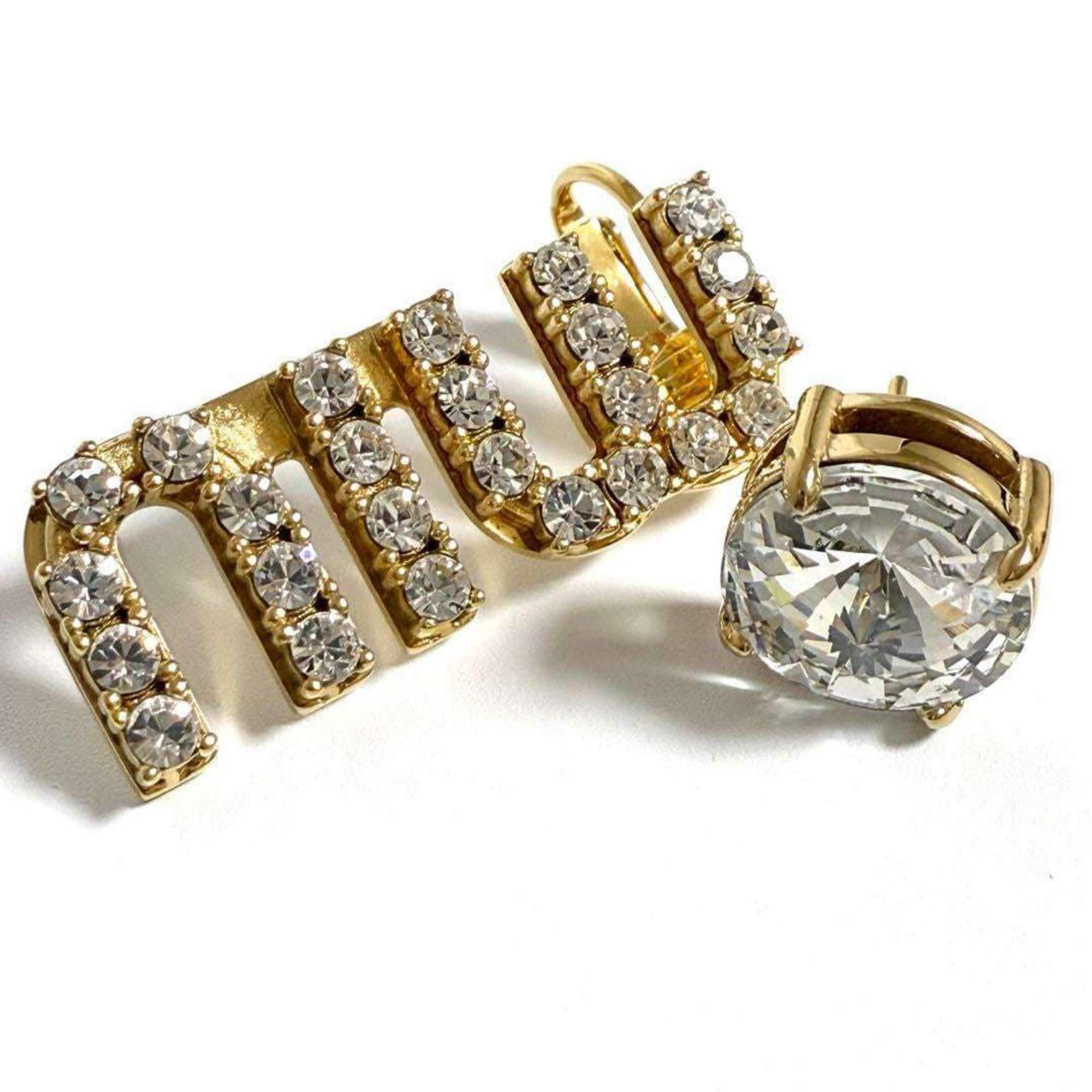 Miu Miu Miu Miu Miu Women's Asymmetric Logo Stud Earrings Size ONE SIZE - 2 Thumbnail