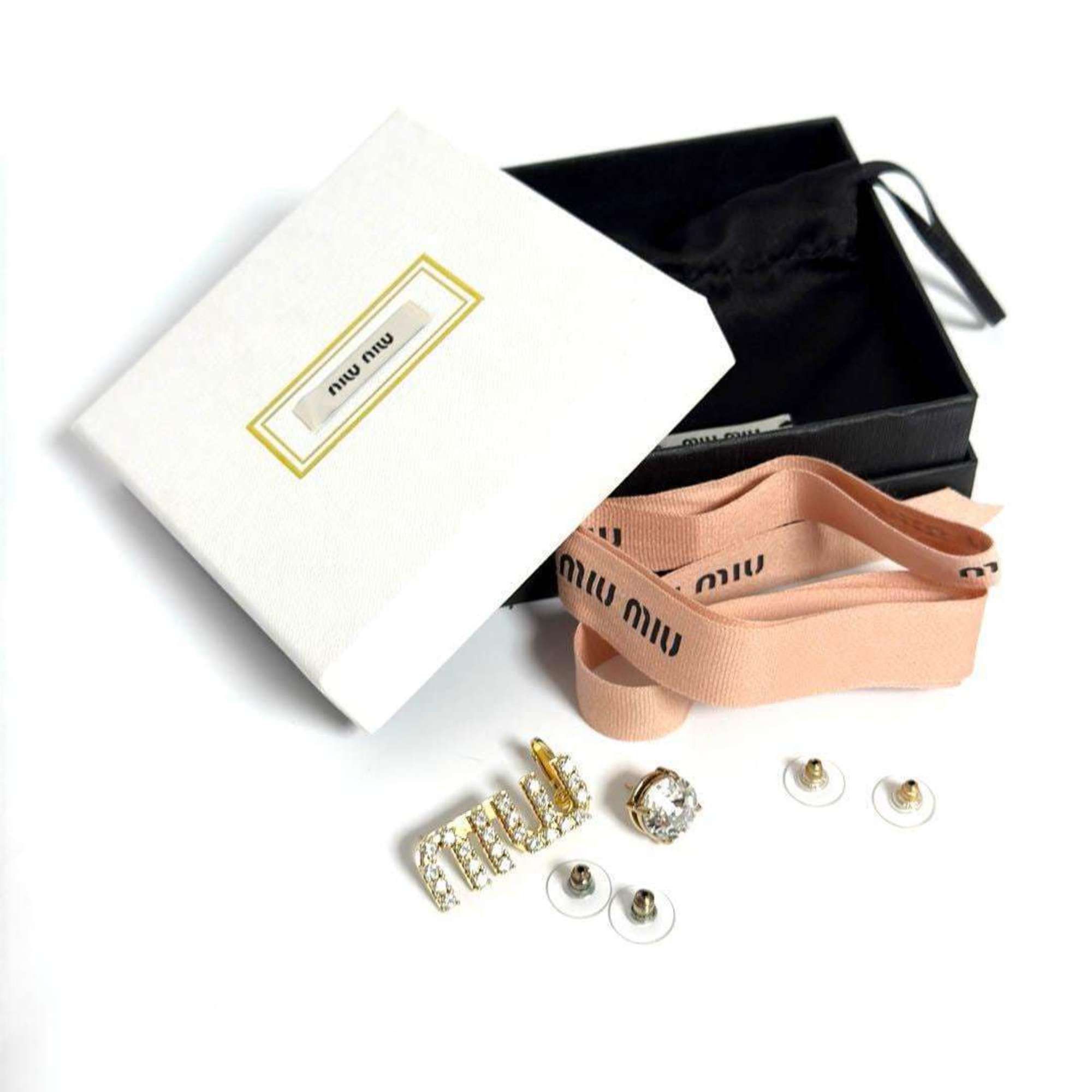 Miu Miu Miu Miu Miu Women's Asymmetric Logo Stud Earrings Size ONE SIZE - 10 Thumbnail
