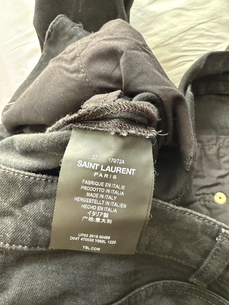 Saint Laurent Paris Saint Laurent Ripped Black Denim Pants Size 27 Size US 27 - 4 Thumbnail