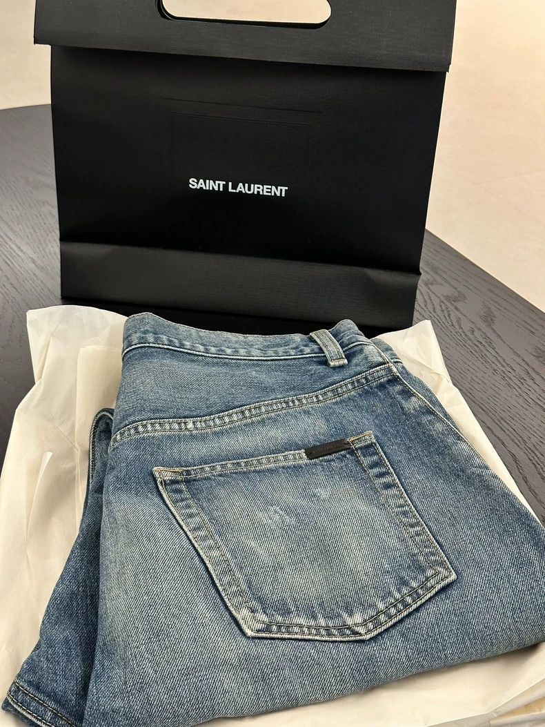 Saint Laurent Paris SLP YSL Mick Charlotte Denim Pants for Women Size US 29 - 4 Thumbnail