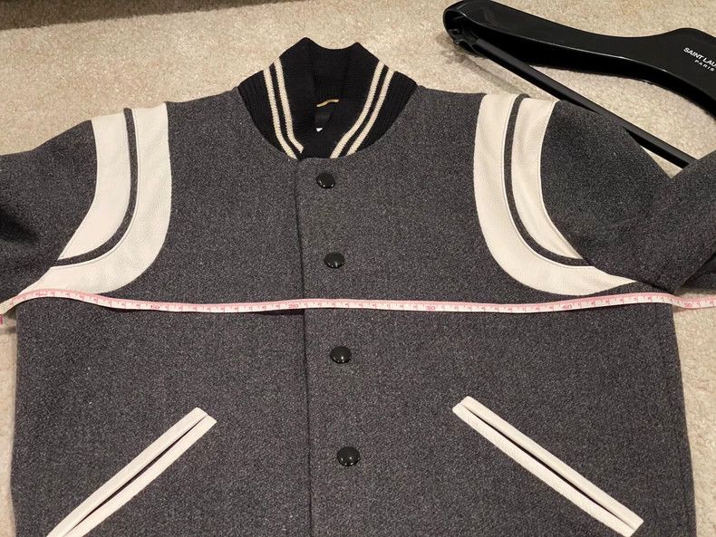 Saint Laurent Paris Saint Laurent Gray Baseball Jacket Outerwear Size US S / EU 44-46 / 1 - 8 Thumbnail