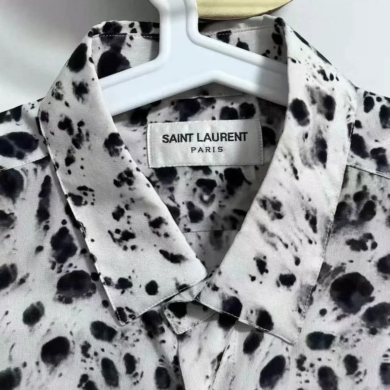 Saint Laurent Paris Saint Laurent Ink Blot Silk Shirt Size 38 Size US M / EU 48-50 / 2 - 3 Thumbnail