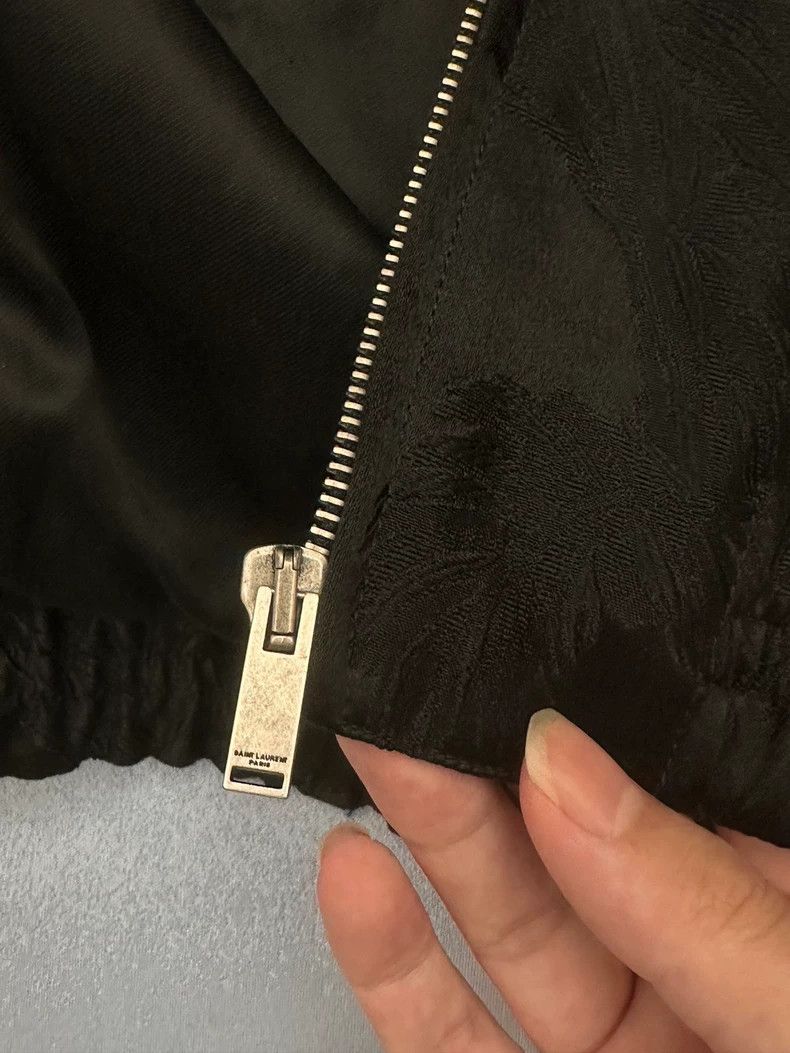 Yves Saint Laurent YSL Black Silk Zip Jacket with Palm Trees Size US L / EU 52-54 / 3 - 5 Thumbnail