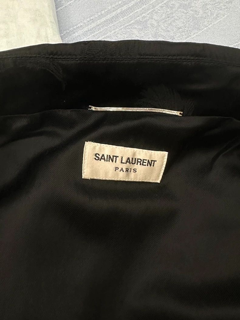 Yves Saint Laurent YSL Black Silk Zip Jacket with Palm Trees Size US L / EU 52-54 / 3 - 6 Thumbnail