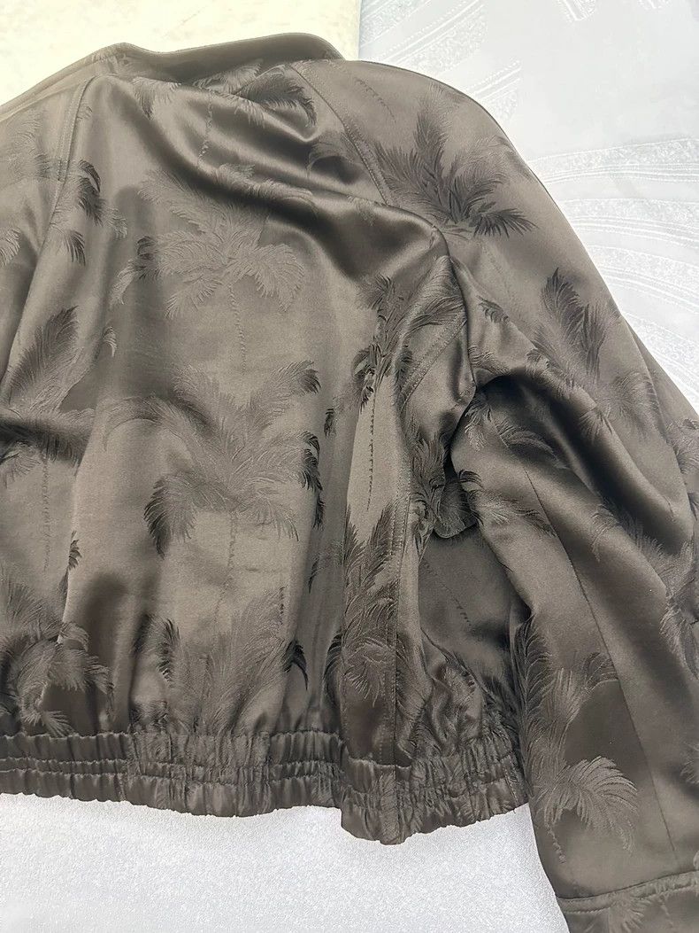 Yves Saint Laurent YSL Black Silk Zip Jacket with Palm Trees Size US L / EU 52-54 / 3 - 4 Thumbnail