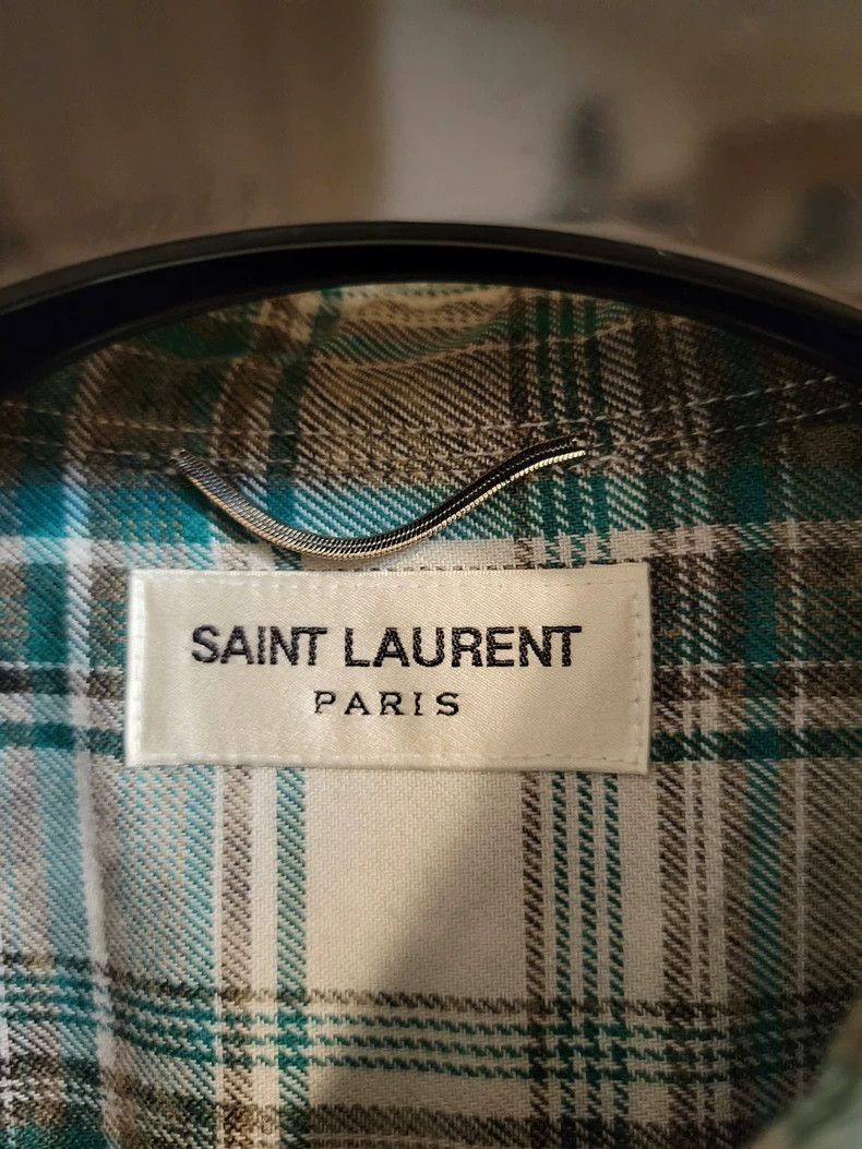 Saint Laurent Paris Saint Laurent Green Plaid Button-Up Shirt Size US M / EU 48-50 / 2 - 3 Thumbnail