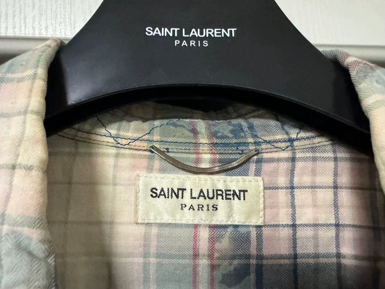 Saint Laurent Paris Saint Laurent Blue Checkered Long Sleeve Shirt Size US S / EU 44-46 / 1 - 3 Thumbnail