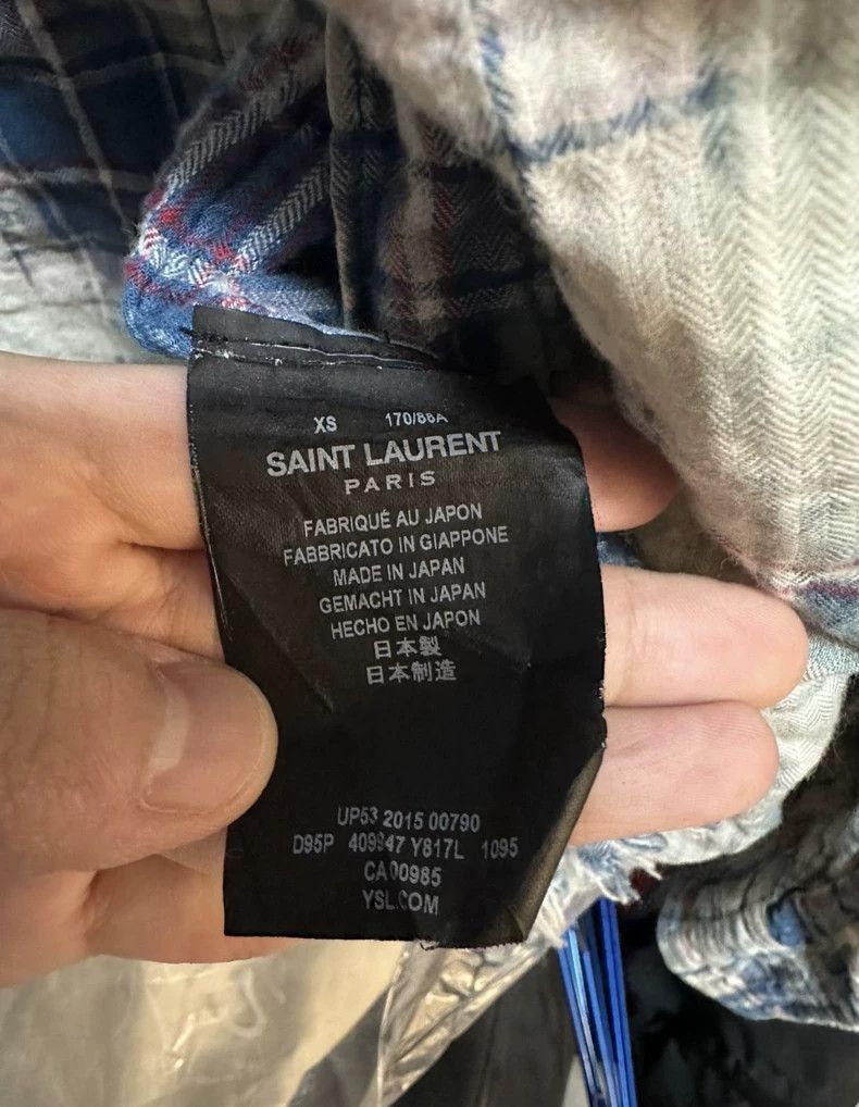 Saint Laurent Paris Saint Laurent Blue Plaid Long Sleeve Shirt Size US XS / EU 42 / 0 - 4 Thumbnail