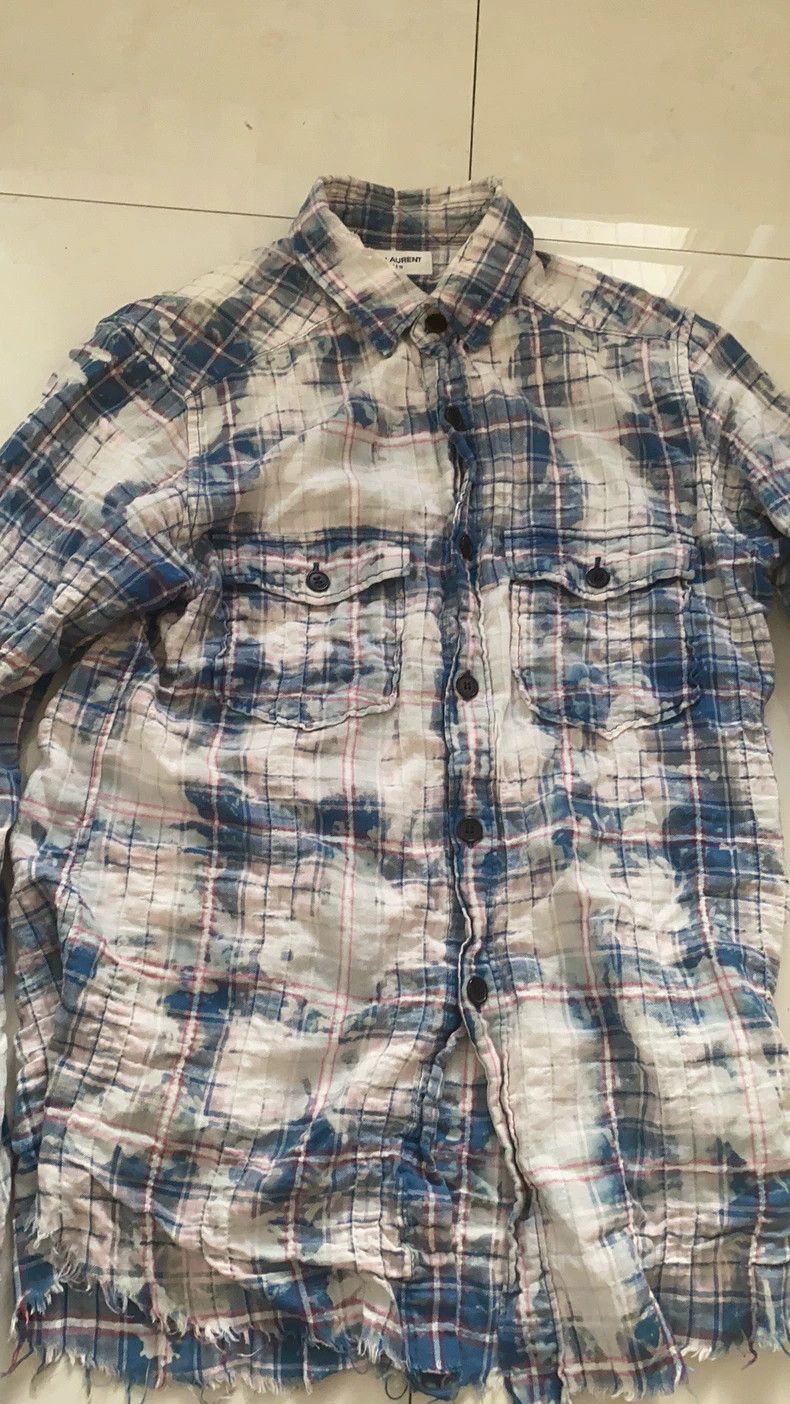 Saint Laurent Paris Saint Laurent Blue Plaid Long Sleeve Shirt Size US XS / EU 42 / 0 - 2 Thumbnail