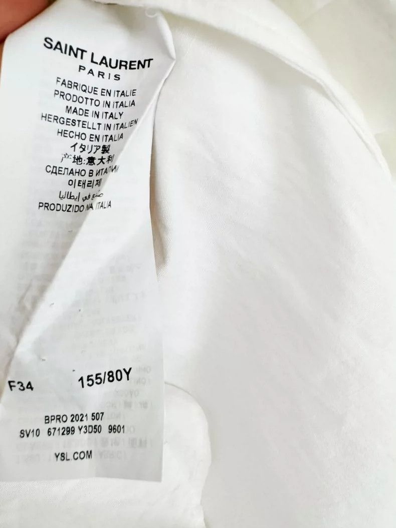 Saint Laurent Paris Saint Laurent White Long Sleeve Shirt Size US S / EU 44-46 / 1 - 4 Thumbnail