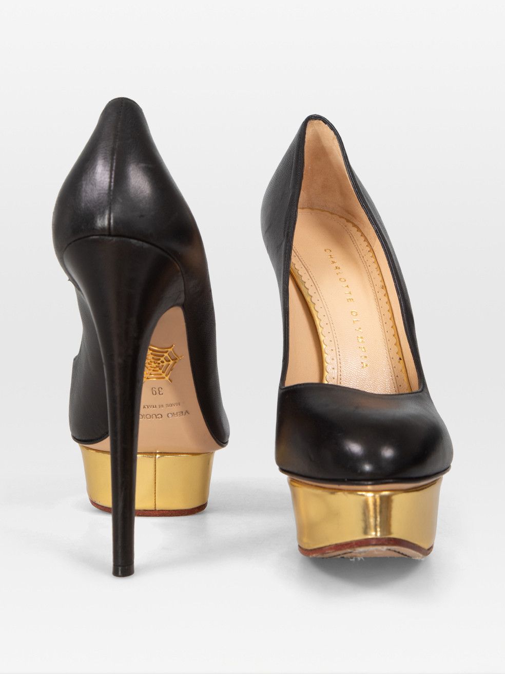 Charlotte Olympia Black Leather Dolly Pumps Size US 9 / IT 39 - 3 Thumbnail