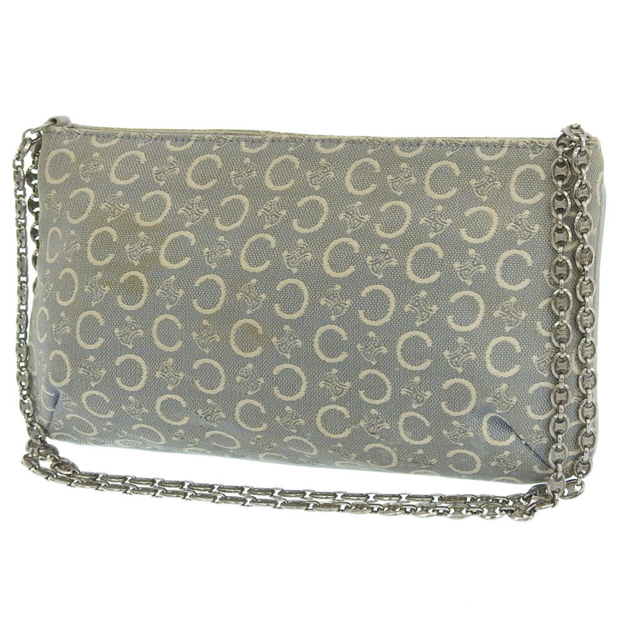 Celine CELINE Macadam Pattern Triomphe Chain Shoulder Pouch Bag Light Blue Size ONE SIZE - 2 Thumbnail