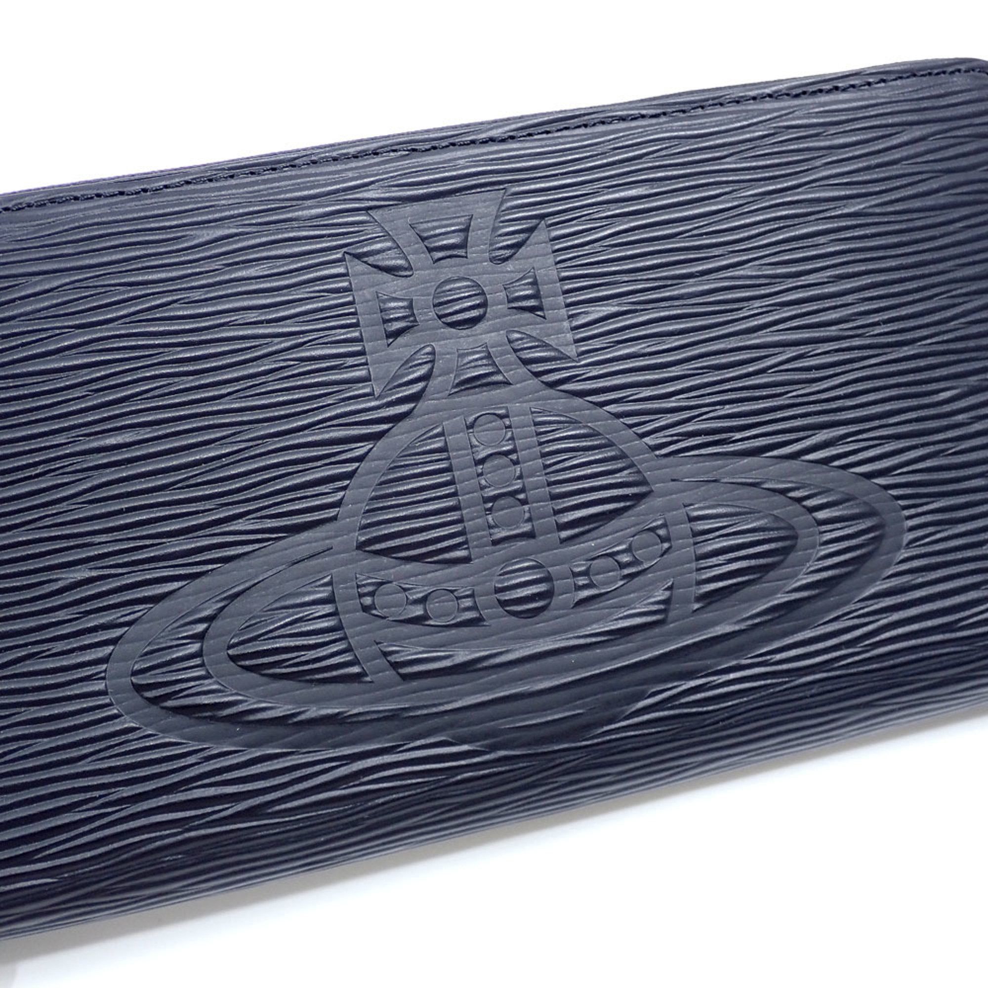Vivienne Westwood Vivienne Westwood Round Long Wallet for Women, Black, Cowhide, VWK845, Flow Embossed Orb, C217363 Size ONE SIZE - 3 Thumbnail