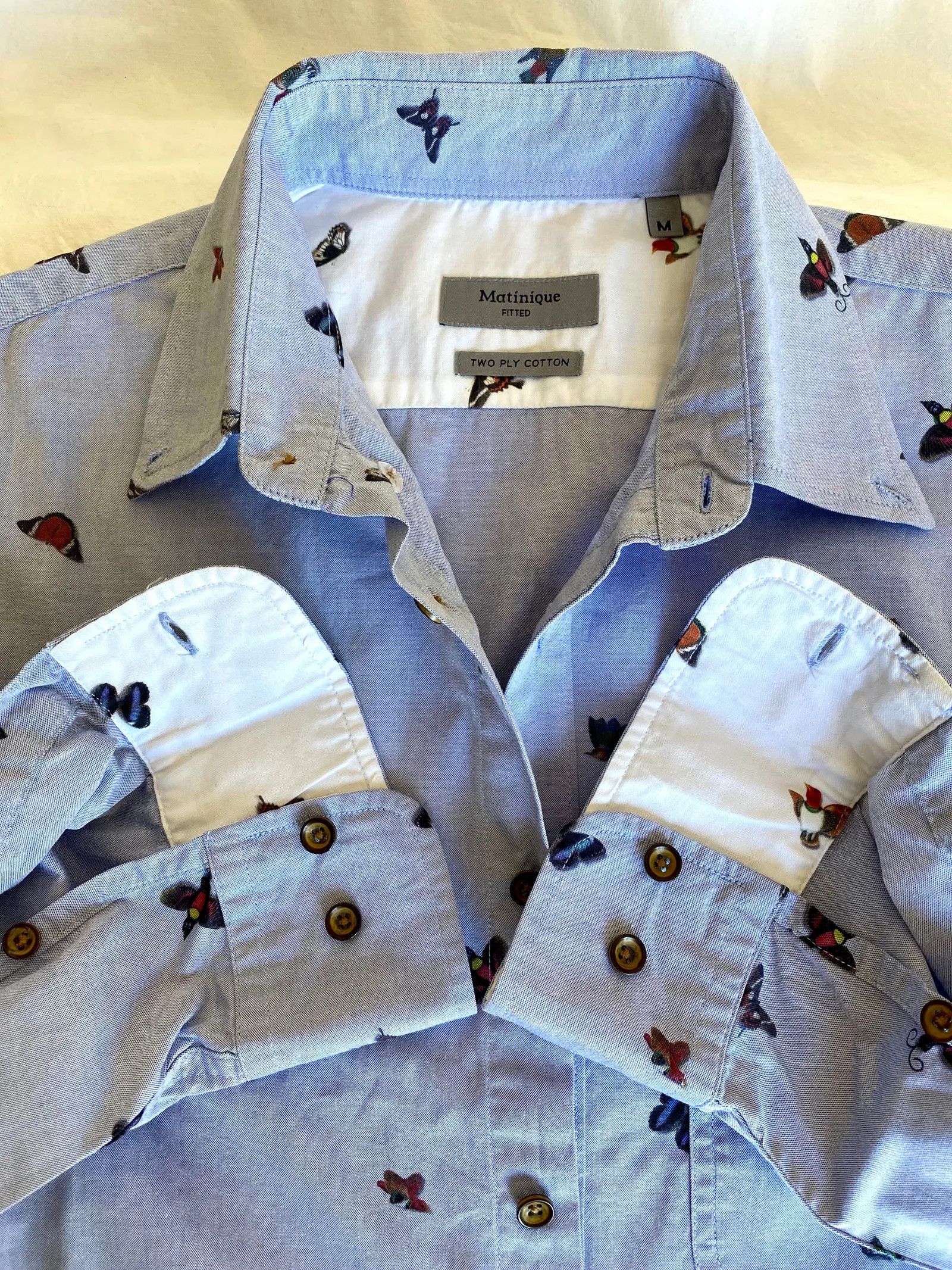 Matinique Matinique Blå mönstrad skjorta med kontrast Shirt Size US M / EU 48-50 / 2 - 4 Thumbnail