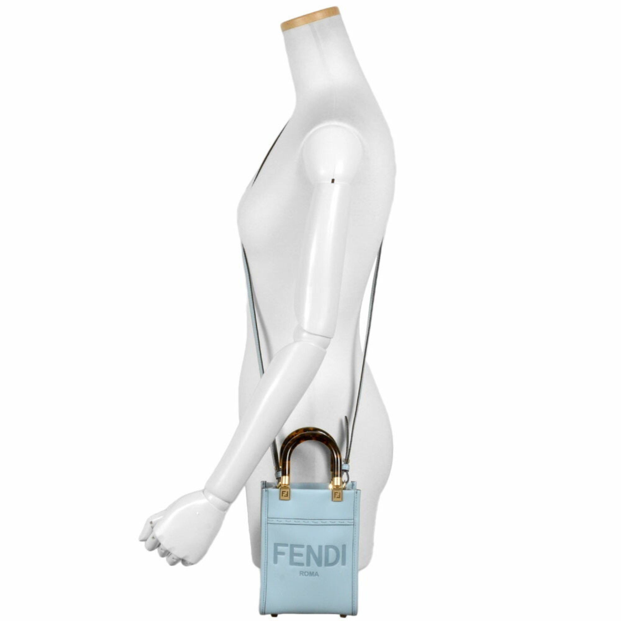 Fendi FENDI Sunshine Shopper Mini Handbag Leather 8BS051 Blue Shoulder Bag Women's Size ONE SIZE - 7 Thumbnail