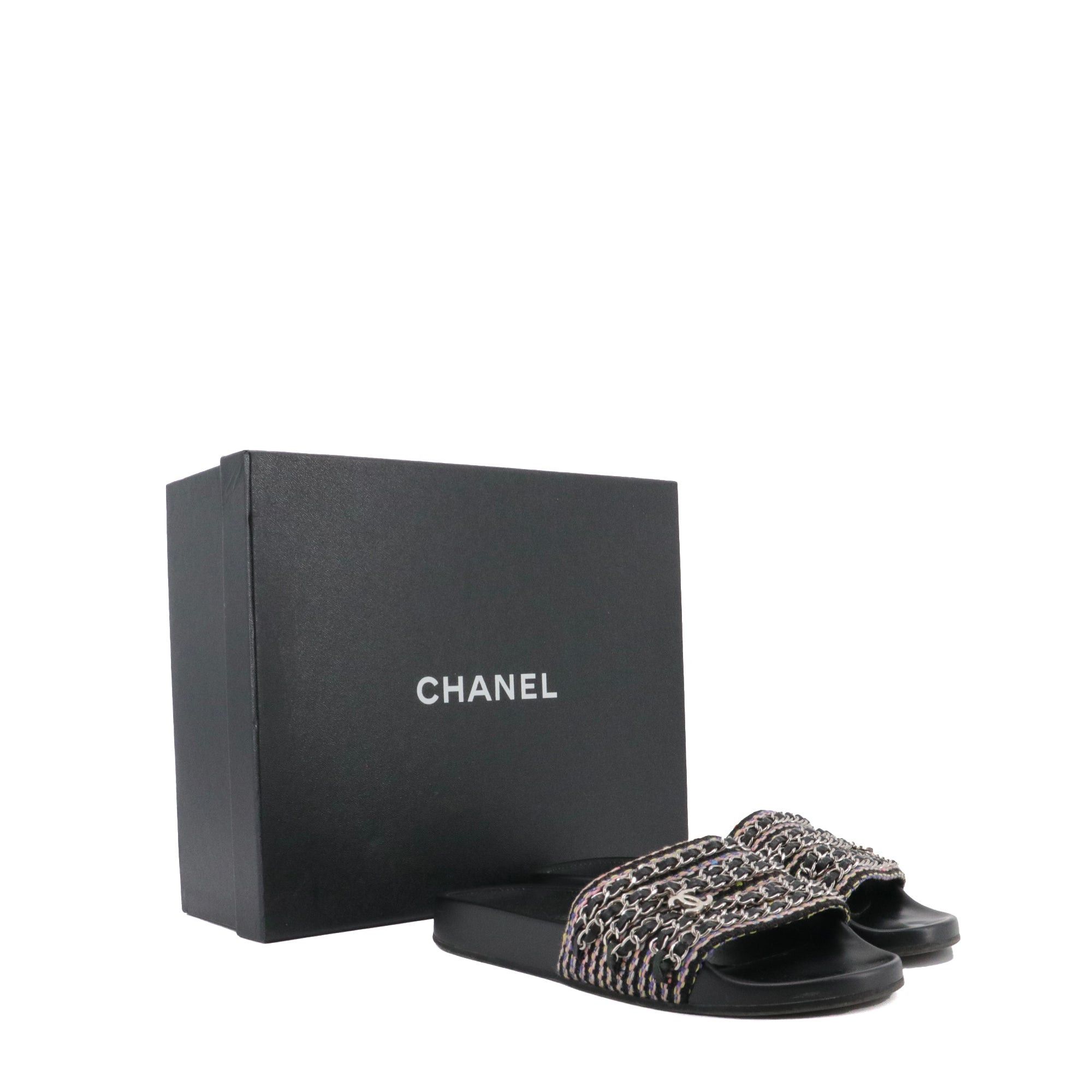 Chanel CHANEL - Chanel Tropiconic sandals in multicolored tweed and leather (Size 38) Size US 7 / IT 37 - 6 Thumbnail