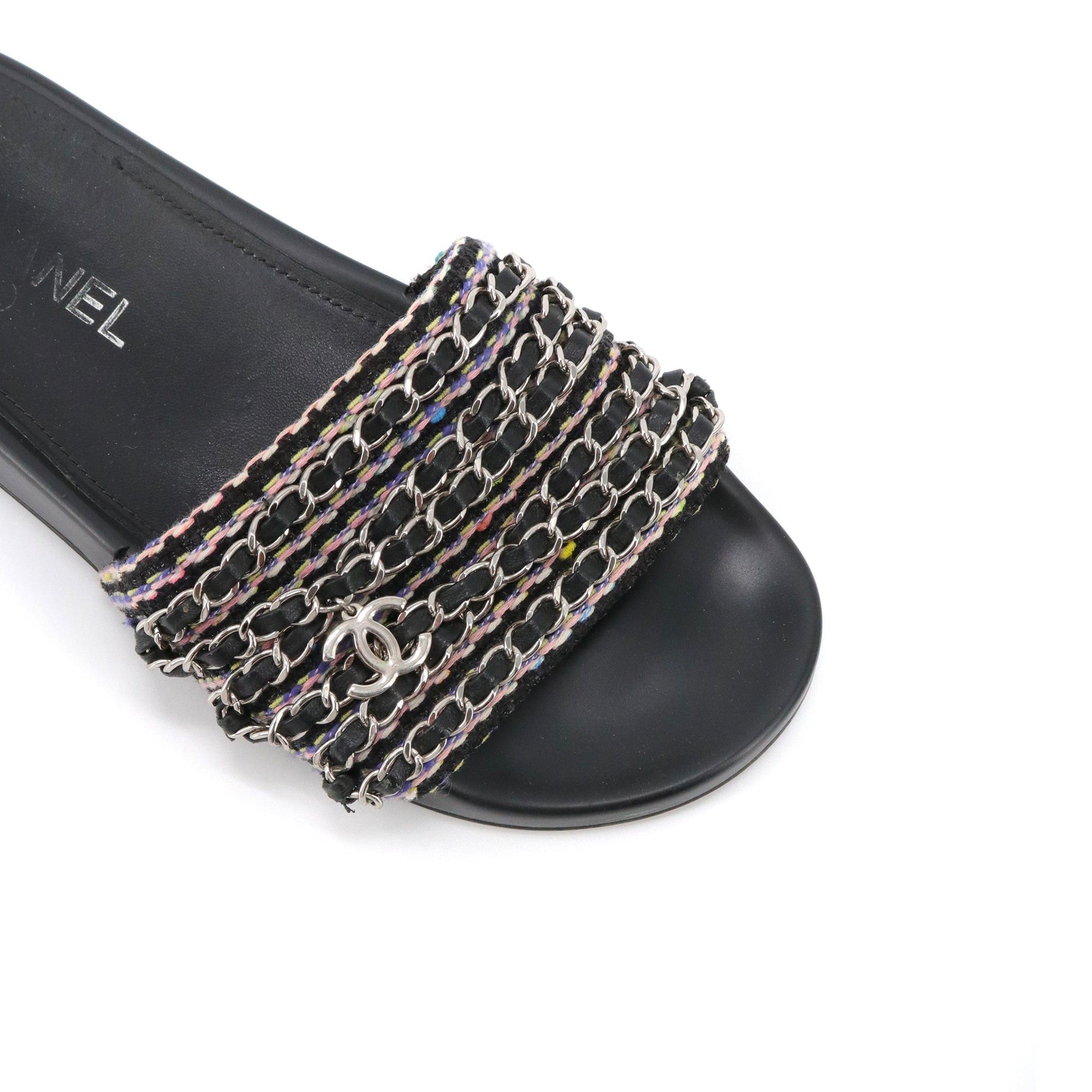 Chanel CHANEL - Chanel Tropiconic sandals in multicolored tweed and leather (Size 38) Size US 7 / IT 37 - 3 Thumbnail