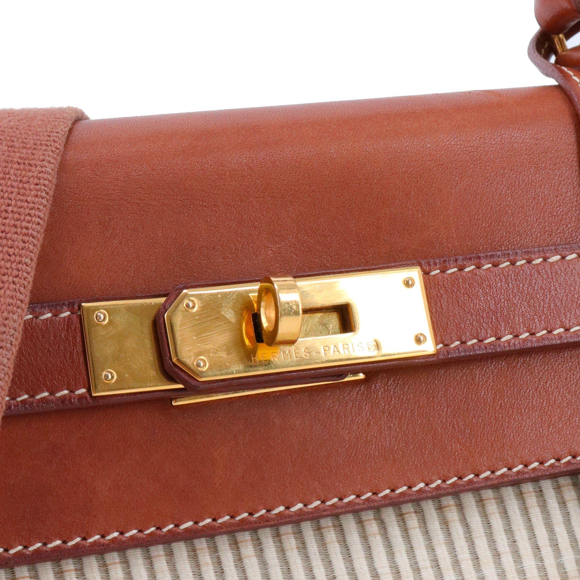 Hermes HERMÈS - Kelly 32 Hermès handbag in barenia leather and nylon Size ONE SIZE - 5 Thumbnail