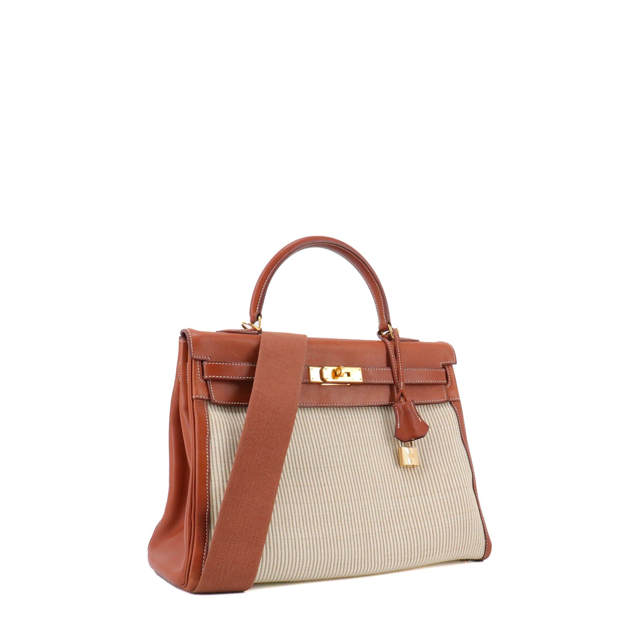 Hermes HERMÈS - Kelly 32 Hermès handbag in barenia leather and nylon Size ONE SIZE - 2 Thumbnail