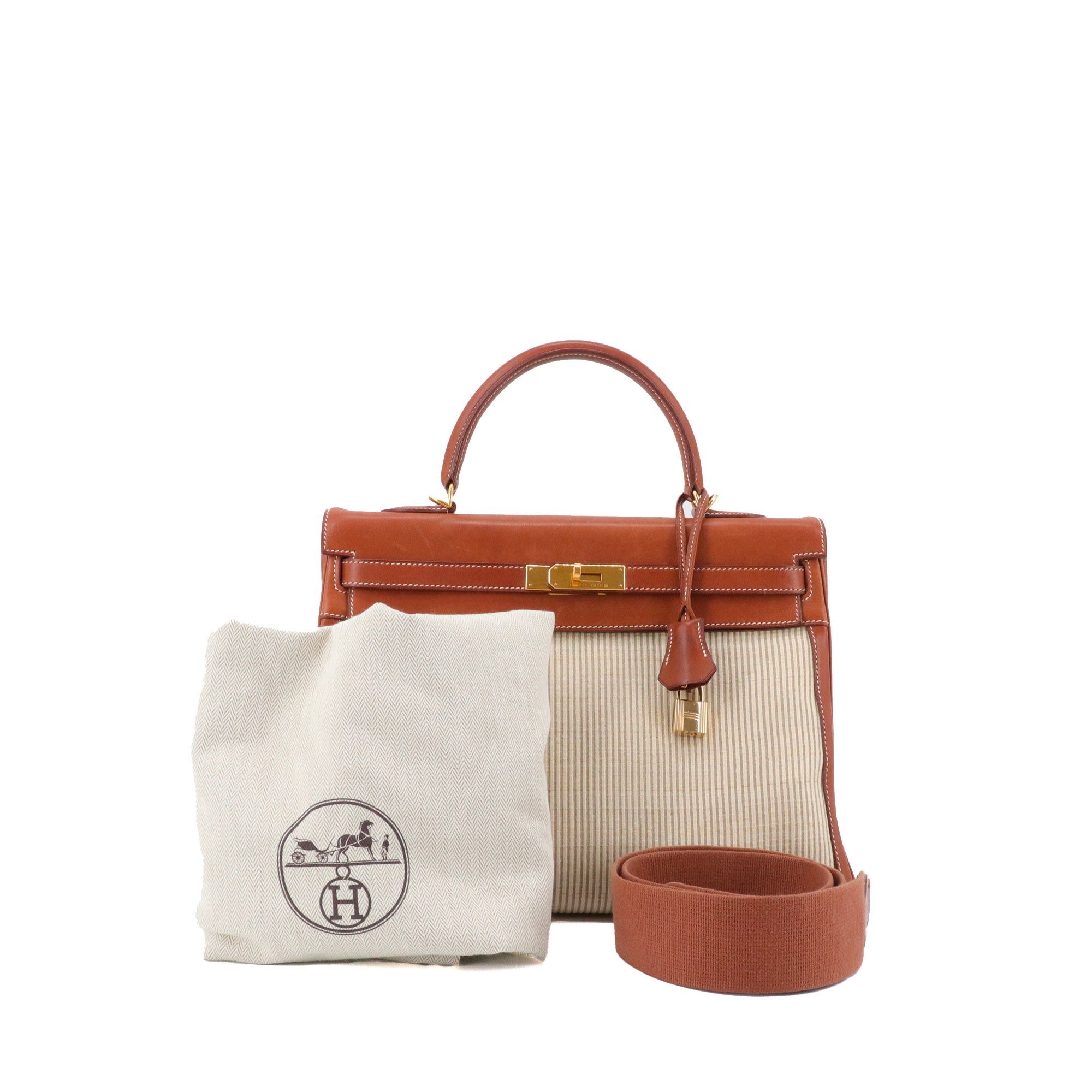Hermes HERMÈS - Kelly 32 Hermès handbag in barenia leather and nylon Size ONE SIZE - 11 Thumbnail