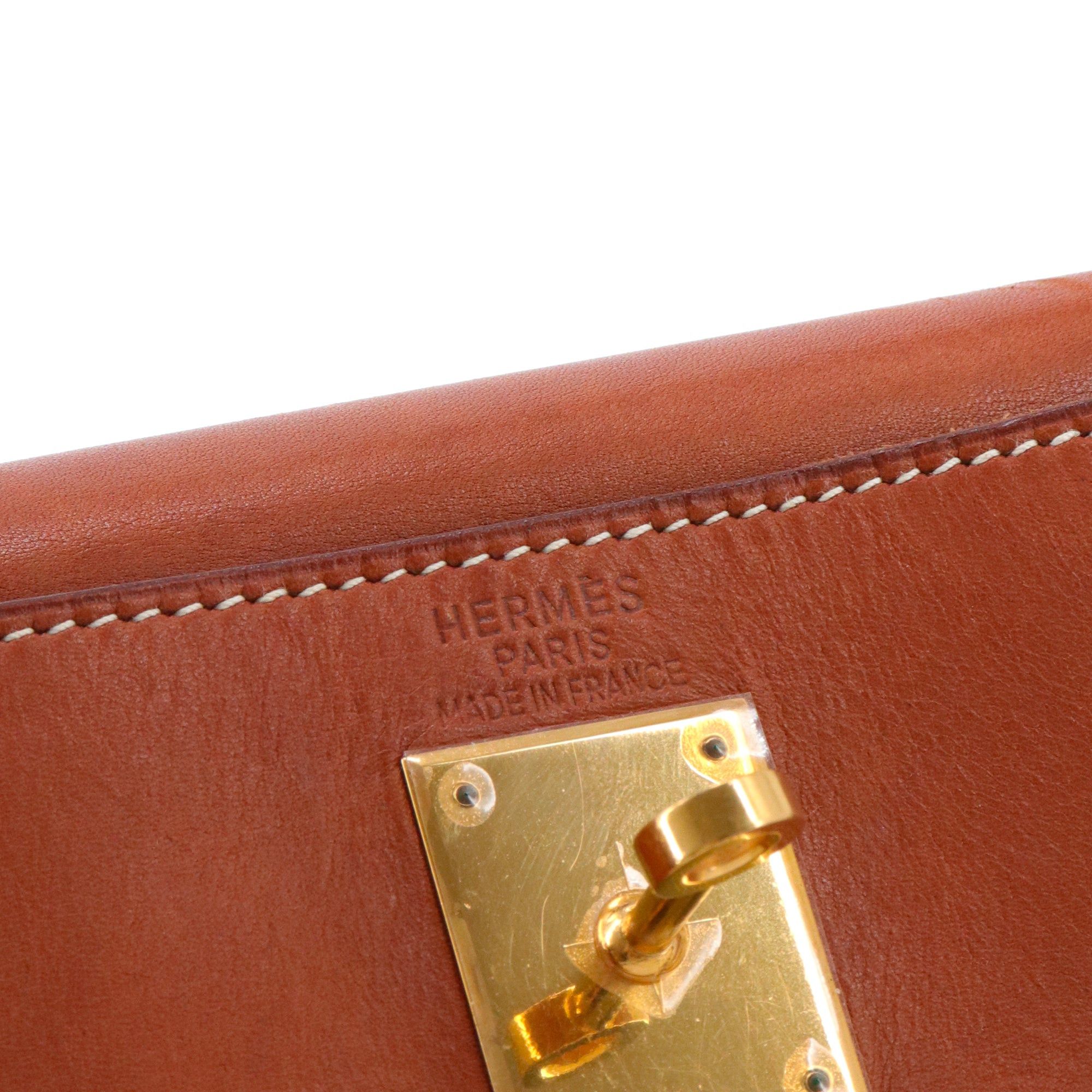 Hermes HERMÈS - Kelly 32 Hermès handbag in barenia leather and nylon Size ONE SIZE - 7 Thumbnail