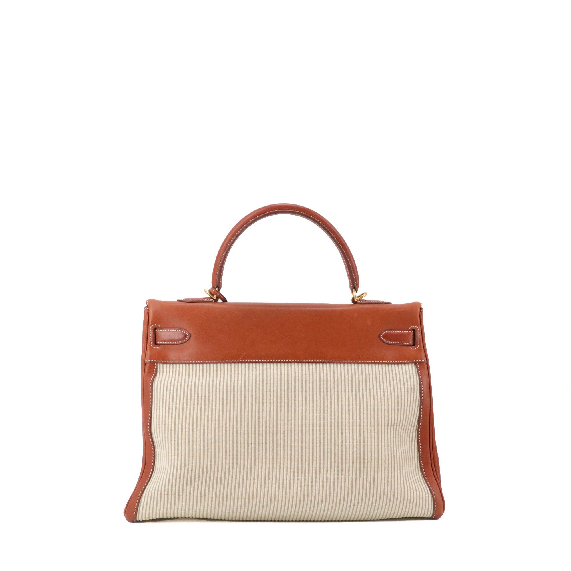 Hermes HERMÈS - Kelly 32 Hermès handbag in barenia leather and nylon Size ONE SIZE - 3 Thumbnail