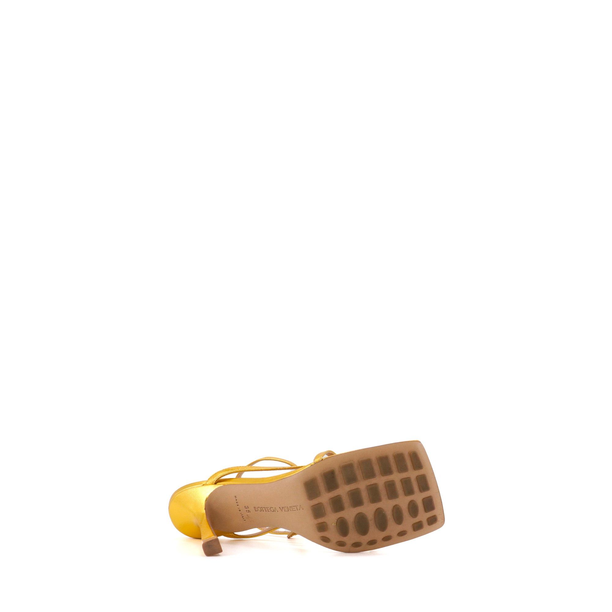 Bottega Veneta BOTTEGA VENETA - Bottega Veneta heeled sandals in gold leather (T35) Size US 4 / IT 34 - 3 Thumbnail