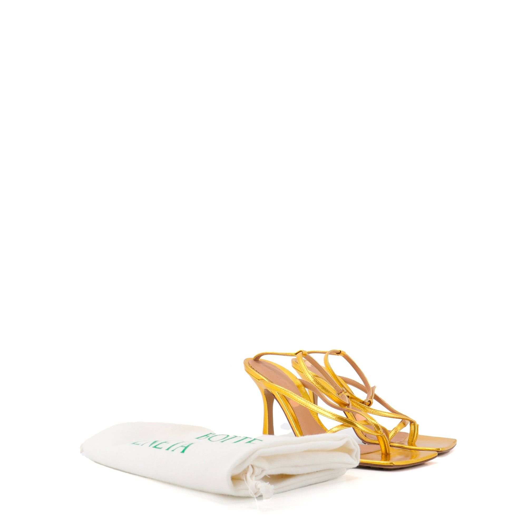 Bottega Veneta BOTTEGA VENETA - Bottega Veneta heeled sandals in gold leather (T35) Size US 4 / IT 34 - 7 Thumbnail