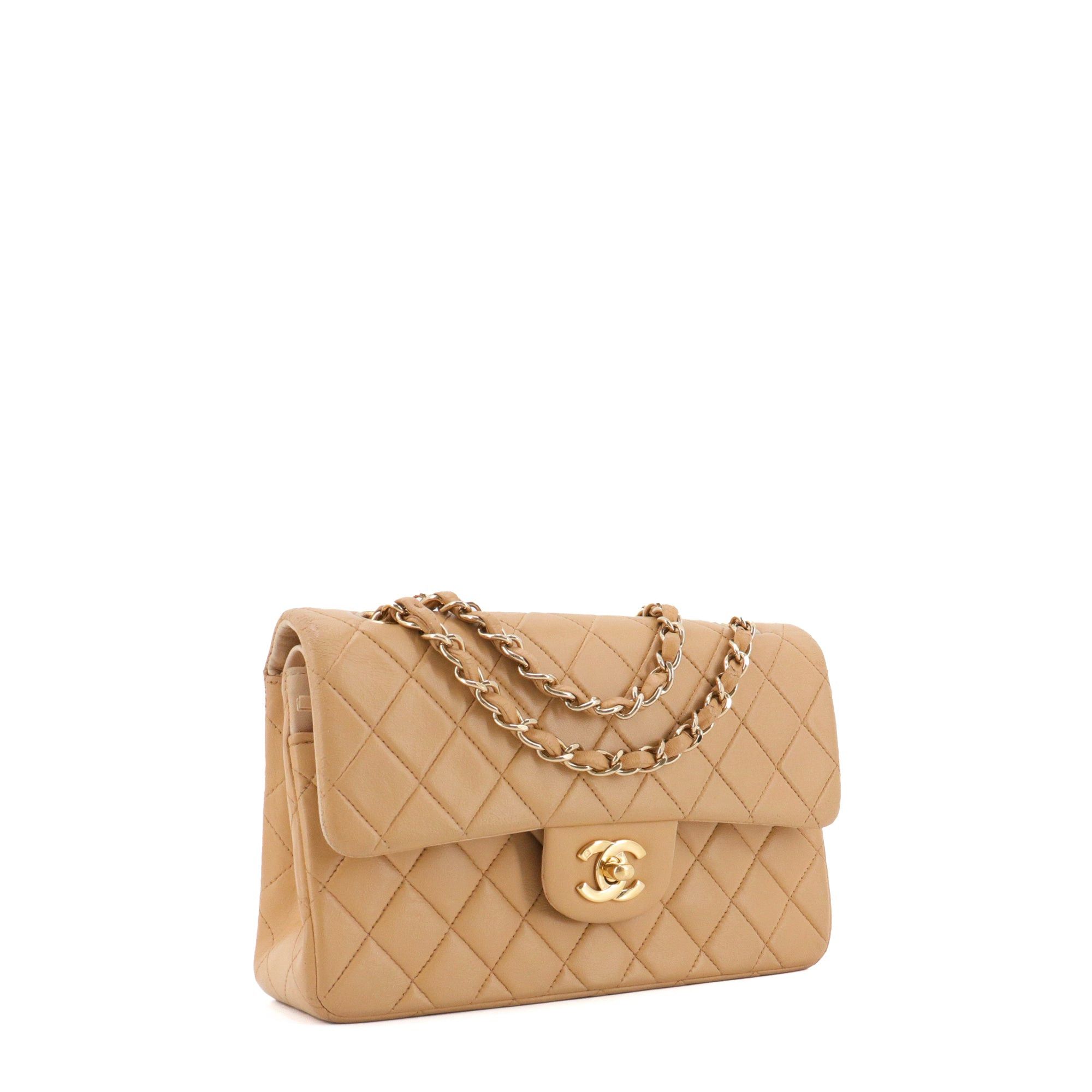Chanel CHANEL - Chanel Classic/Timeless small handbag in vintage beige smooth leather Size ONE SIZE - 2 Thumbnail