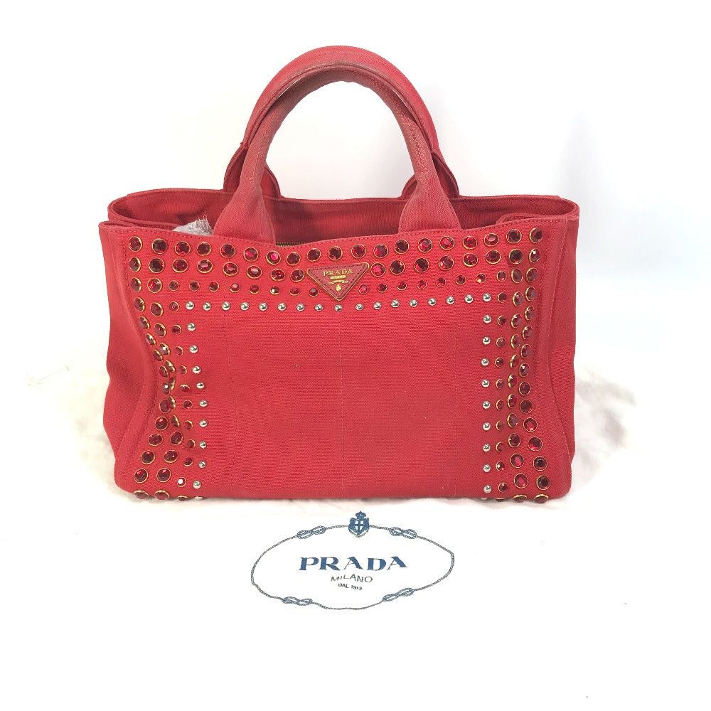 Prada Prada Triangle Logo Plate Canapa Gm Bijoux Handbag Tote Bag Canvas Women Red Size ONE SIZE - 15 Thumbnail