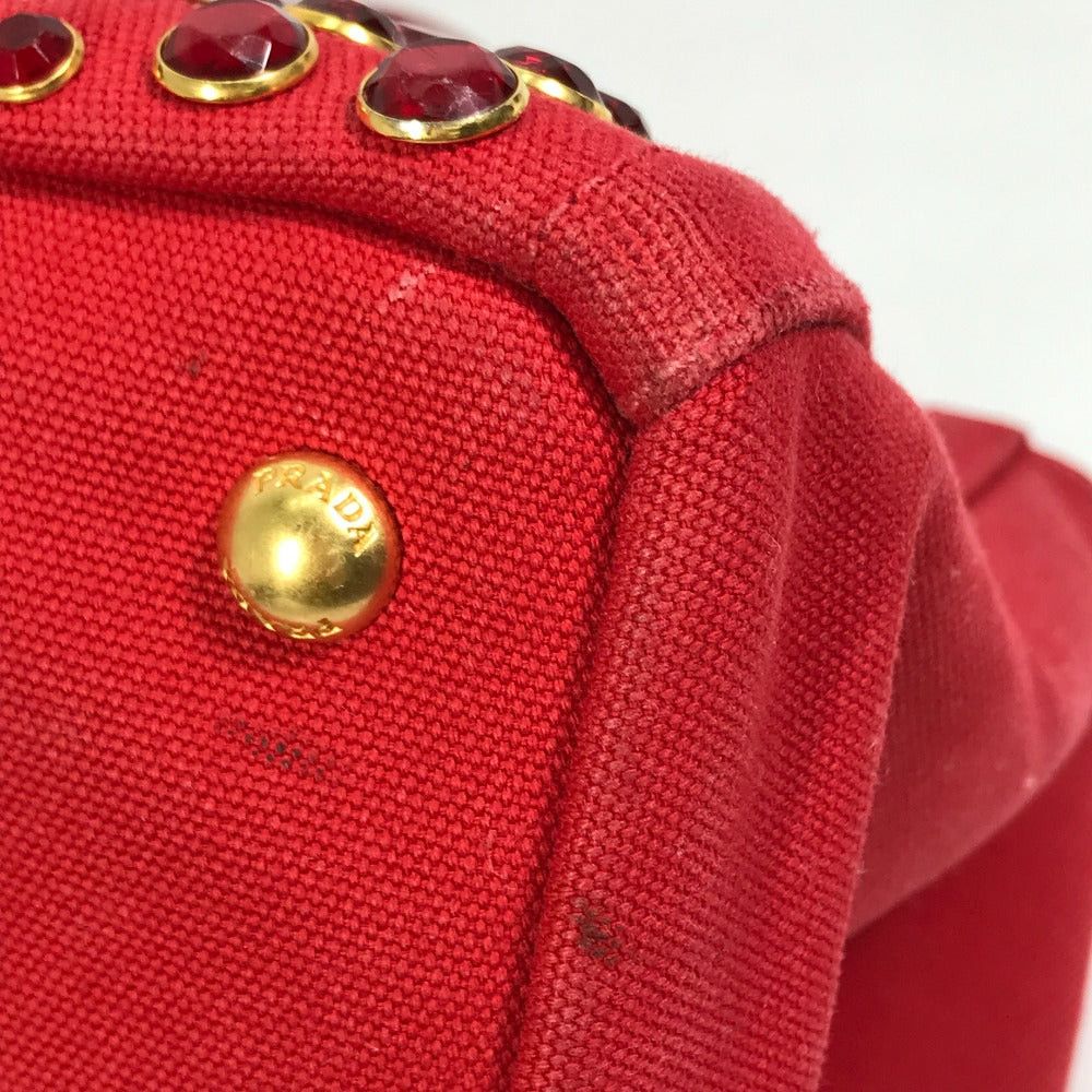 Prada Prada Triangle Logo Plate Canapa Gm Bijoux Handbag Tote Bag Canvas Women Red Size ONE SIZE - 7 Thumbnail