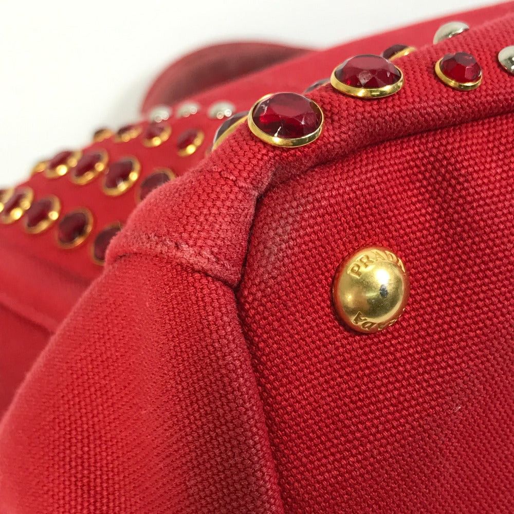 Prada Prada Triangle Logo Plate Canapa Gm Bijoux Handbag Tote Bag Canvas Women Red Size ONE SIZE - 6 Thumbnail