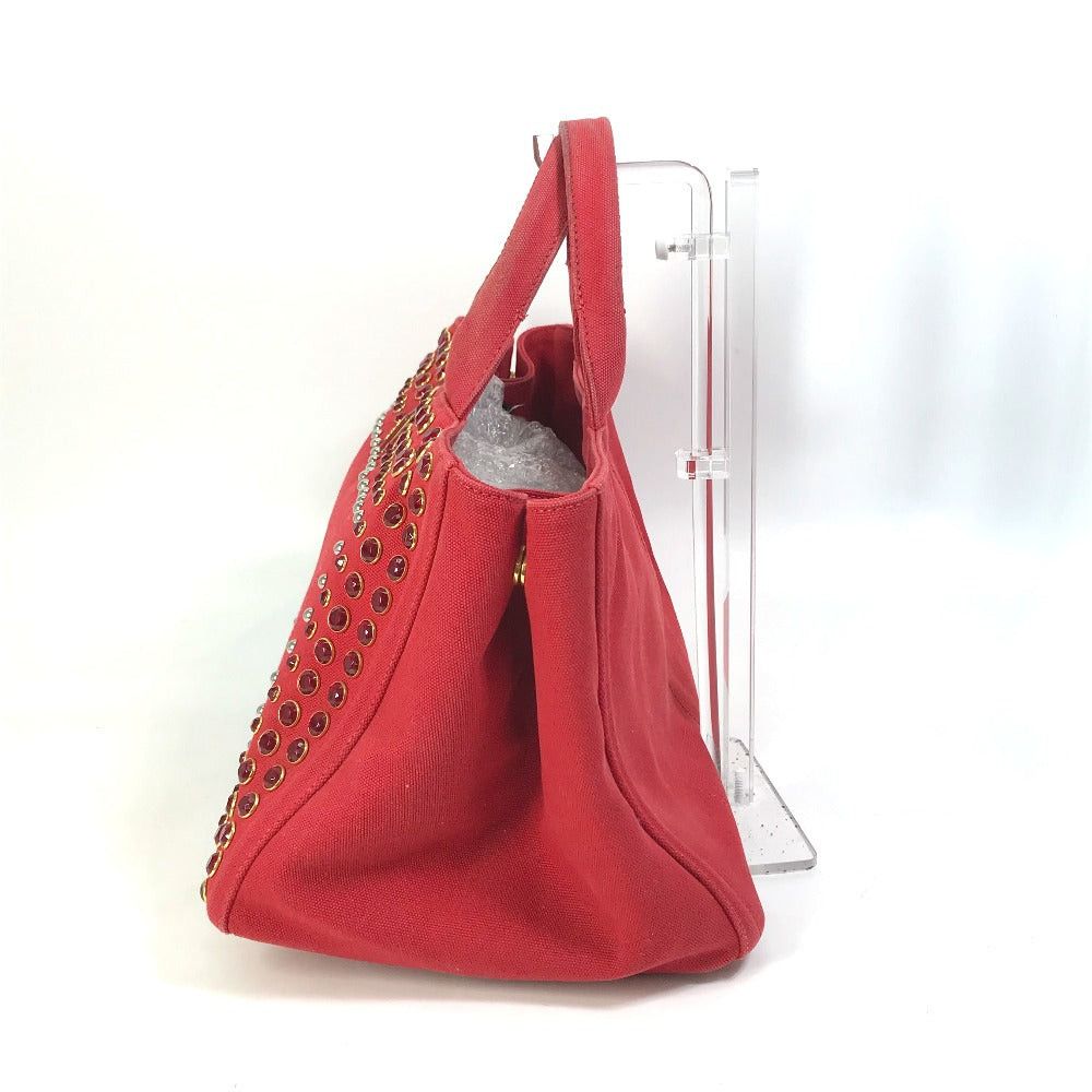 Prada Prada Triangle Logo Plate Canapa Gm Bijoux Handbag Tote Bag Canvas Women Red Size ONE SIZE - 4 Thumbnail