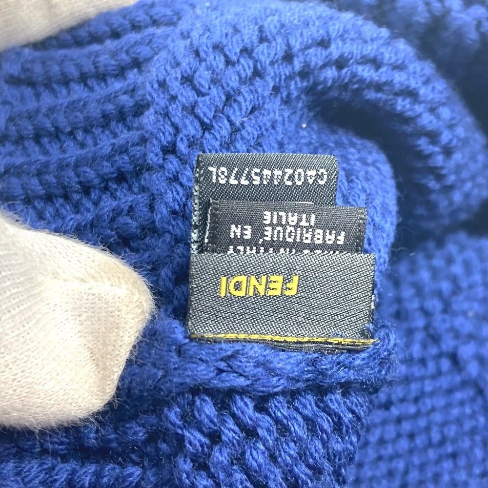 Fendi Fendi Logo Ff Beanie Chapeau Knitted Hat Knit Cap Wool Unisex Blue Size ONE SIZE - 10 Thumbnail