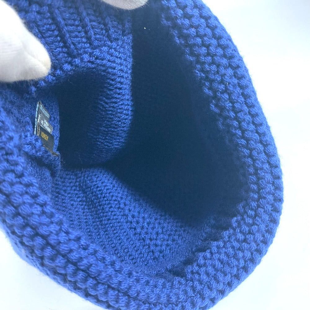 Fendi Fendi Logo Ff Beanie Chapeau Knitted Hat Knit Cap Wool Unisex Blue Size ONE SIZE - 9 Thumbnail
