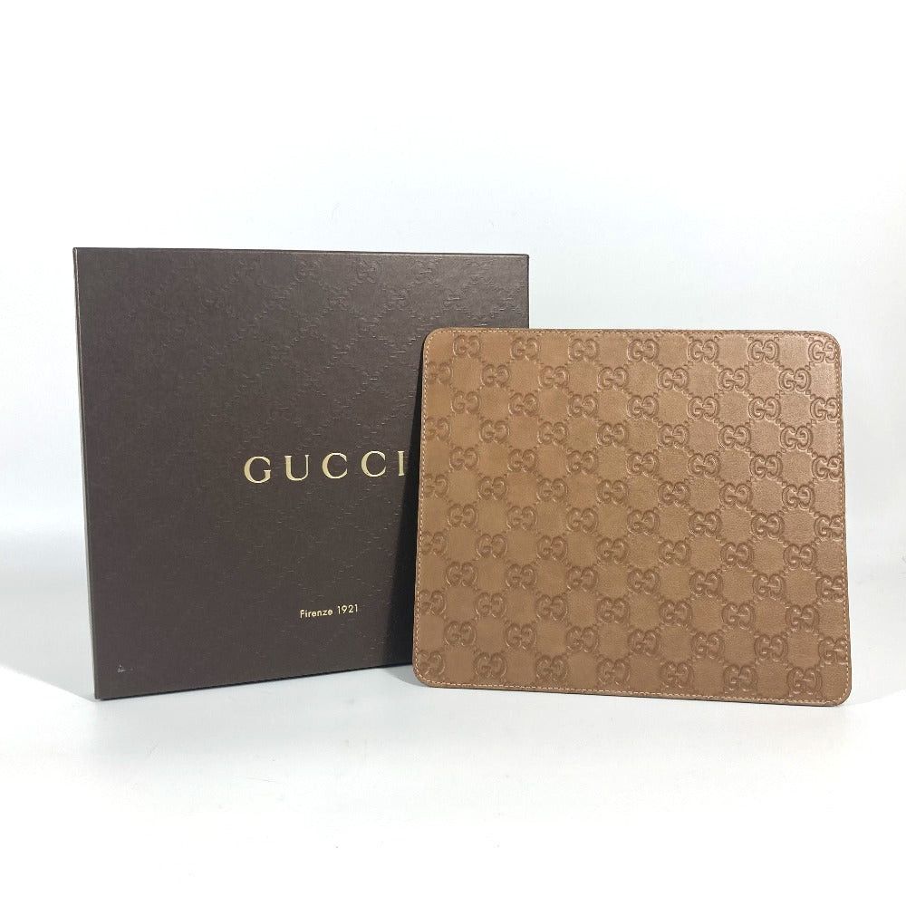 Gucci Gucci Guccissima Logo Mouse Pad Sundries Striped Leather Unisex Brown Size ONE SIZE - 9 Thumbnail
