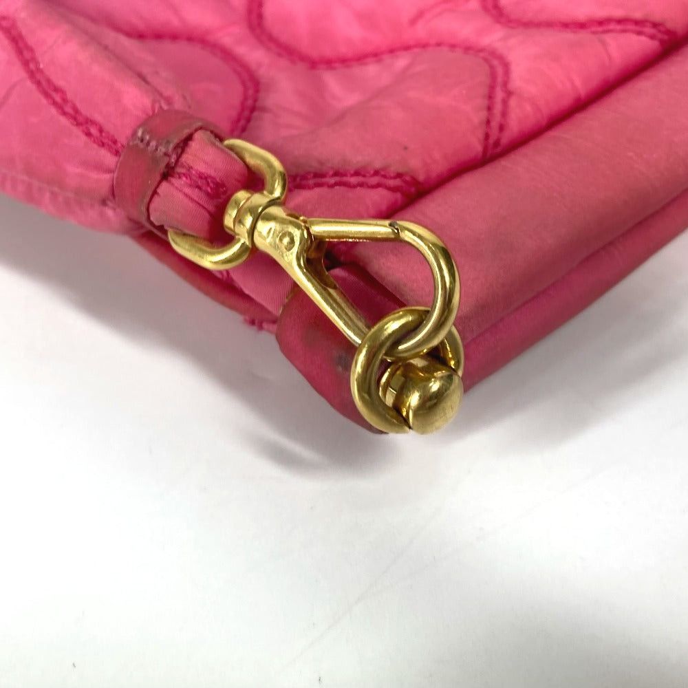 Miu Miu Miumiu Logo Matelasse With Straps Pouch Zippered Carrying Case Clutch Bag Nylon Women Pink Size ONE SIZE - 10 Thumbnail