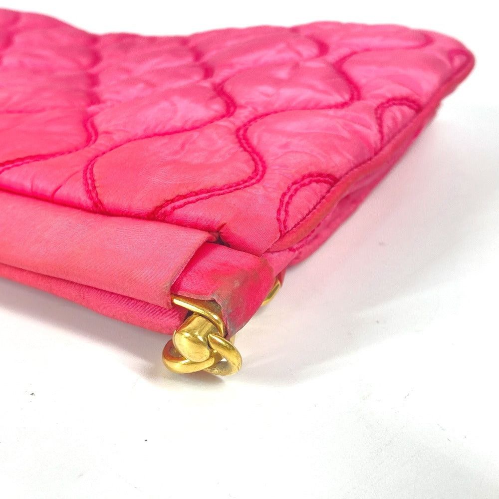 Miu Miu Miumiu Logo Matelasse With Straps Pouch Zippered Carrying Case Clutch Bag Nylon Women Pink Size ONE SIZE - 6 Thumbnail