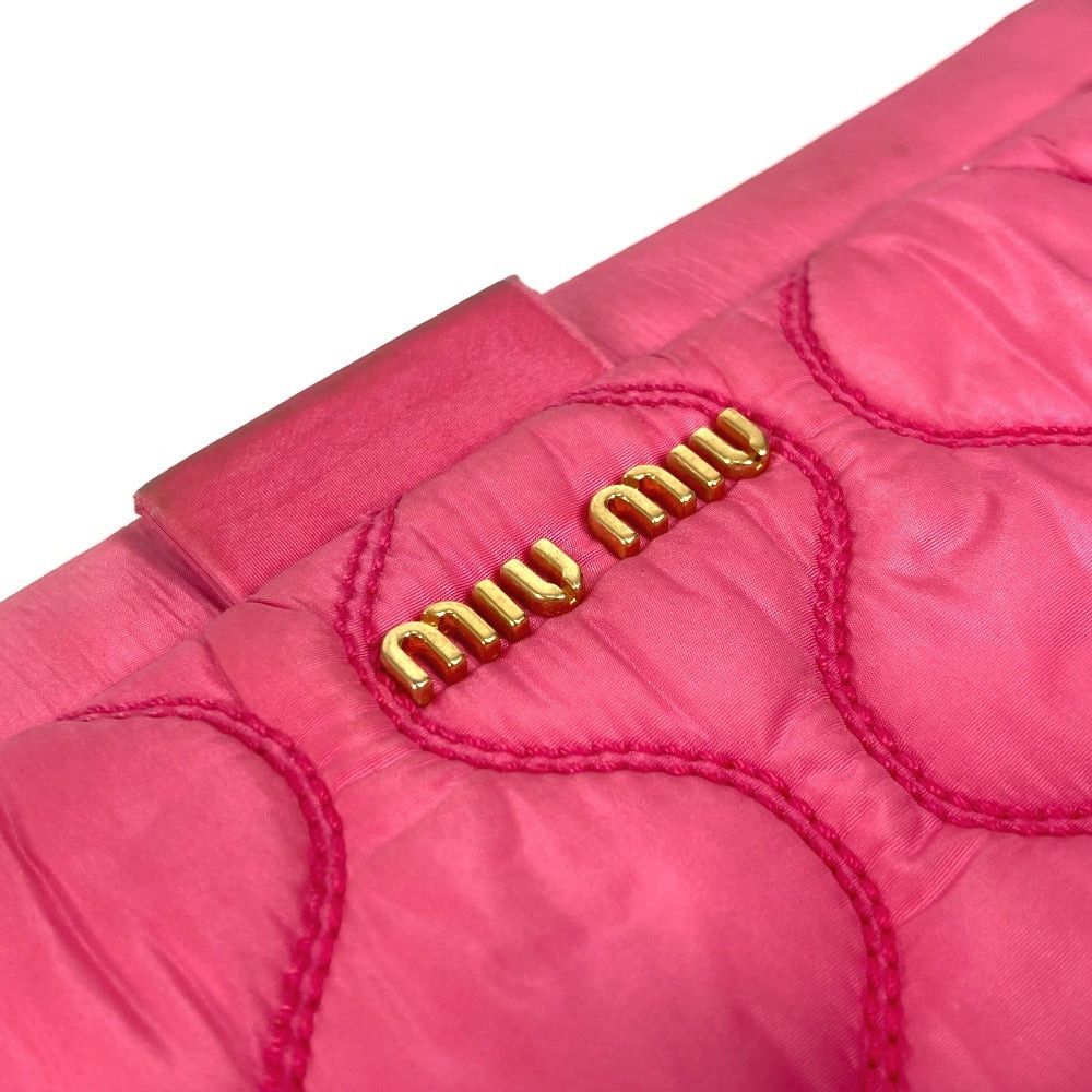 Miu Miu Miumiu Logo Matelasse With Straps Pouch Zippered Carrying Case Clutch Bag Nylon Women Pink Size ONE SIZE - 7 Thumbnail