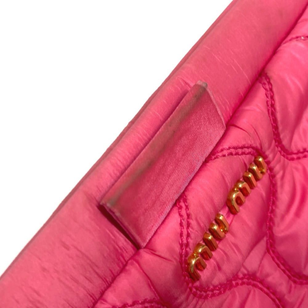 Miu Miu Miumiu Logo Matelasse With Straps Pouch Zippered Carrying Case Clutch Bag Nylon Women Pink Size ONE SIZE - 8 Thumbnail