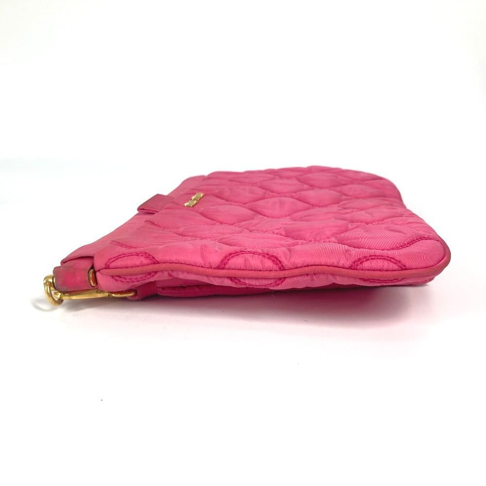 Miu Miu Miumiu Logo Matelasse With Straps Pouch Zippered Carrying Case Clutch Bag Nylon Women Pink Size ONE SIZE - 3 Thumbnail