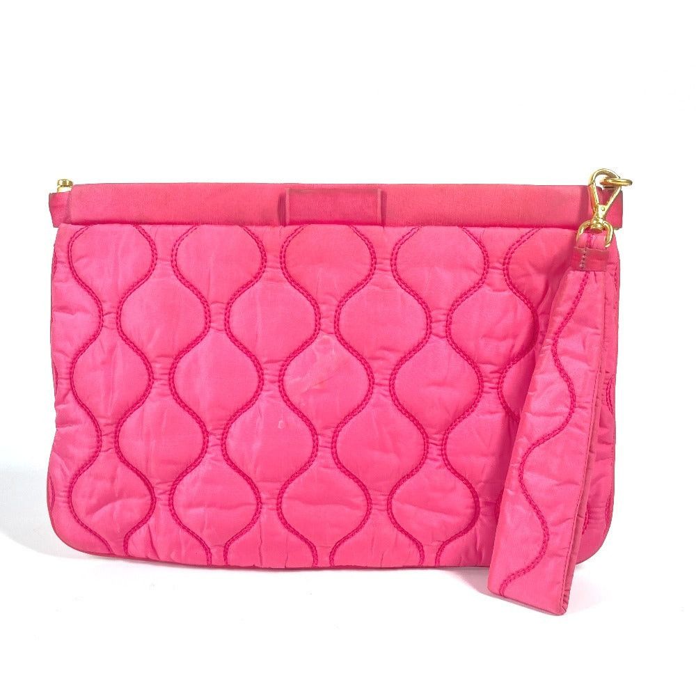 Miu Miu Miumiu Logo Matelasse With Straps Pouch Zippered Carrying Case Clutch Bag Nylon Women Pink Size ONE SIZE - 2 Thumbnail