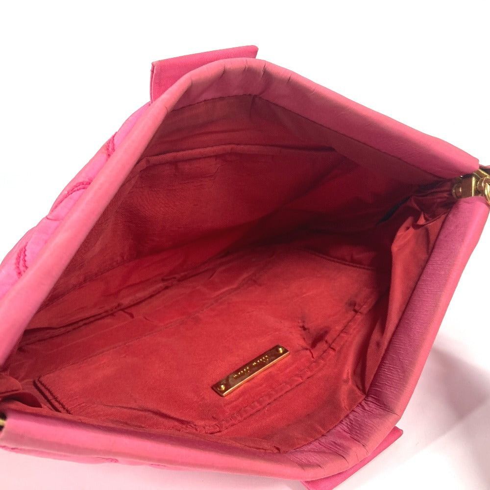 Miu Miu Miumiu Logo Matelasse With Straps Pouch Zippered Carrying Case Clutch Bag Nylon Women Pink Size ONE SIZE - 11 Thumbnail