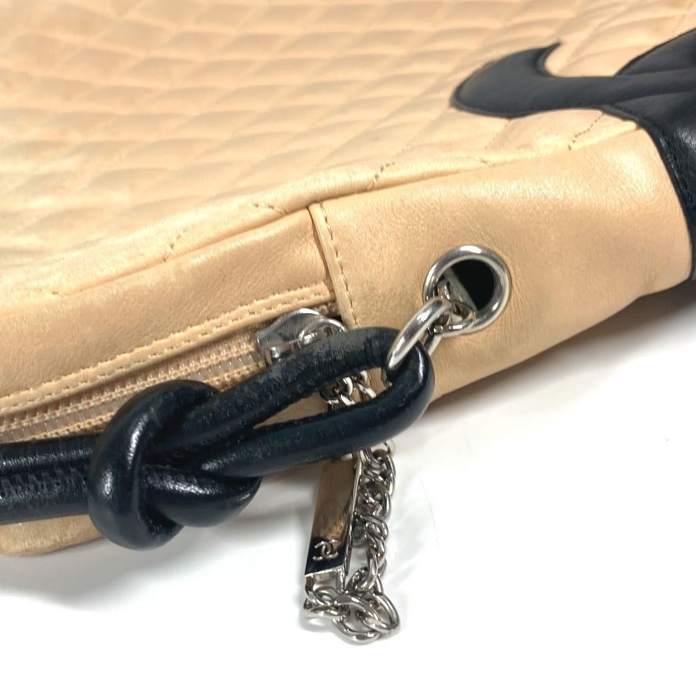 Chanel Chanel Cambon Line Cc Coma Mark Large Square Diagonal Hanging (E.G. Of A Rocket) Bicolor Shoulder Bag Leather Women Beige Size ONE SIZE - 8 Thumbnail