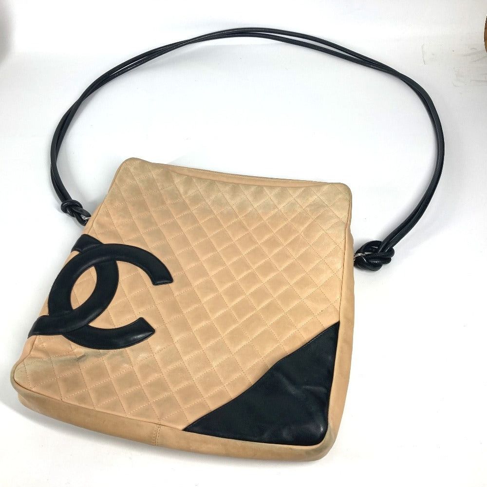 Chanel Chanel Cambon Line Cc Coma Mark Large Square Diagonal Hanging (E.G. Of A Rocket) Bicolor Shoulder Bag Leather Women Beige Size ONE SIZE - 10 Thumbnail