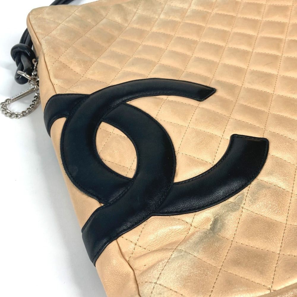 Chanel Chanel Cambon Line Cc Coma Mark Large Square Diagonal Hanging (E.G. Of A Rocket) Bicolor Shoulder Bag Leather Women Beige Size ONE SIZE - 7 Thumbnail