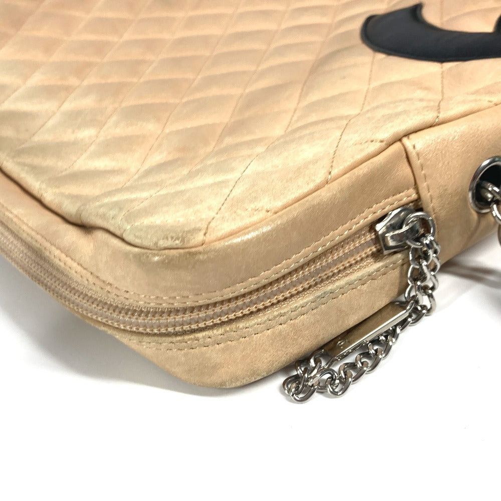 Chanel Chanel Cambon Line Cc Coma Mark Large Square Diagonal Hanging (E.G. Of A Rocket) Bicolor Shoulder Bag Leather Women Beige Size ONE SIZE - 9 Thumbnail