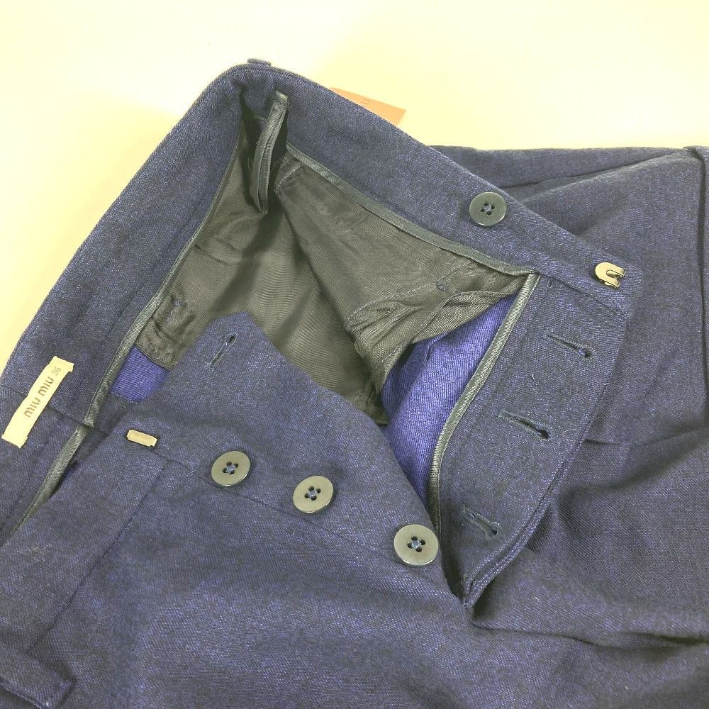 Miu Miu Miumiu Mp676 Apparel (Clothing) Bottoms Shorts Wool Women Blue Size ONE SIZE - 9 Thumbnail