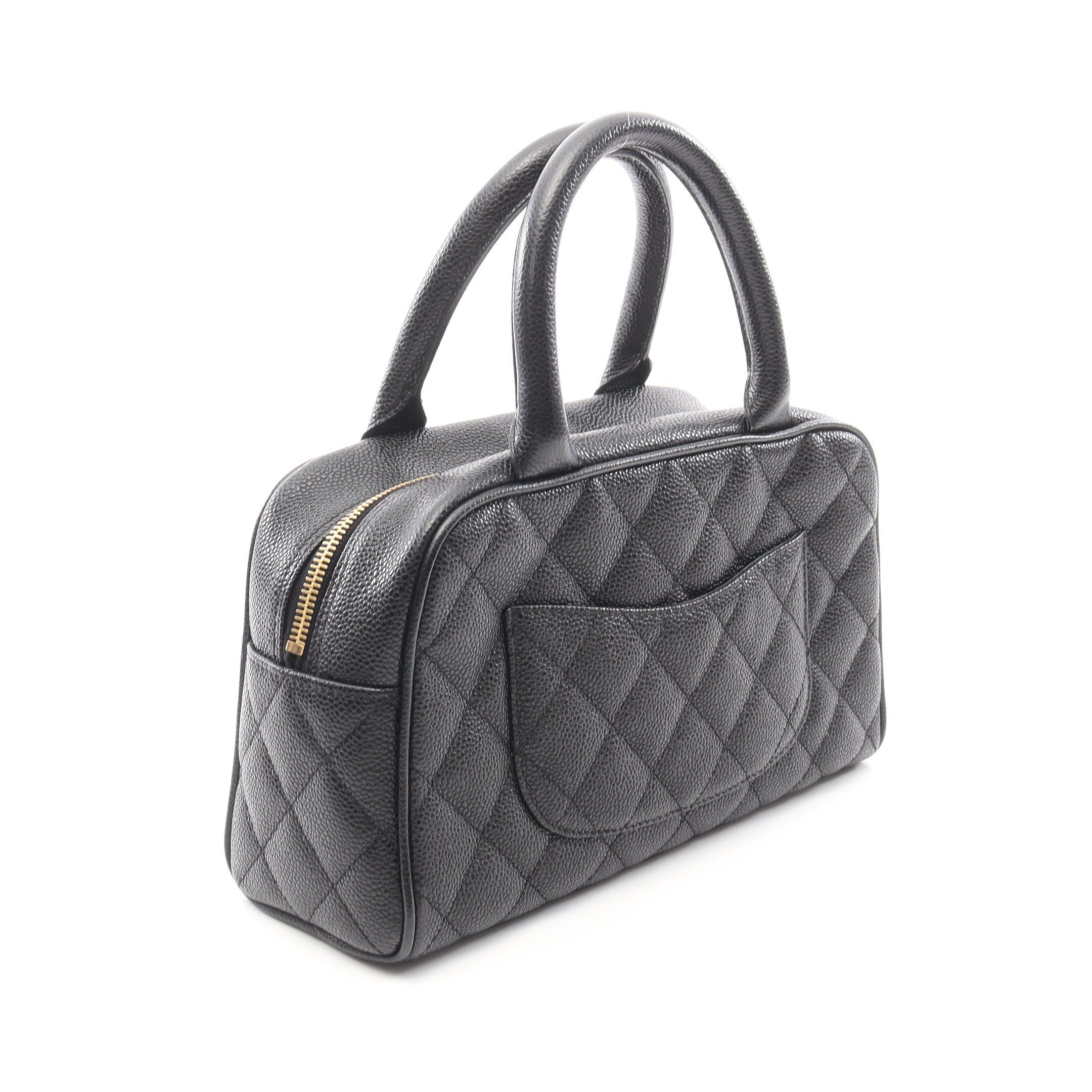 Chanel Chanel Matelasse Handbag Mini Boston Bag Caviar Skin Black Gold Hardware Size ONE SIZE - 2 Thumbnail