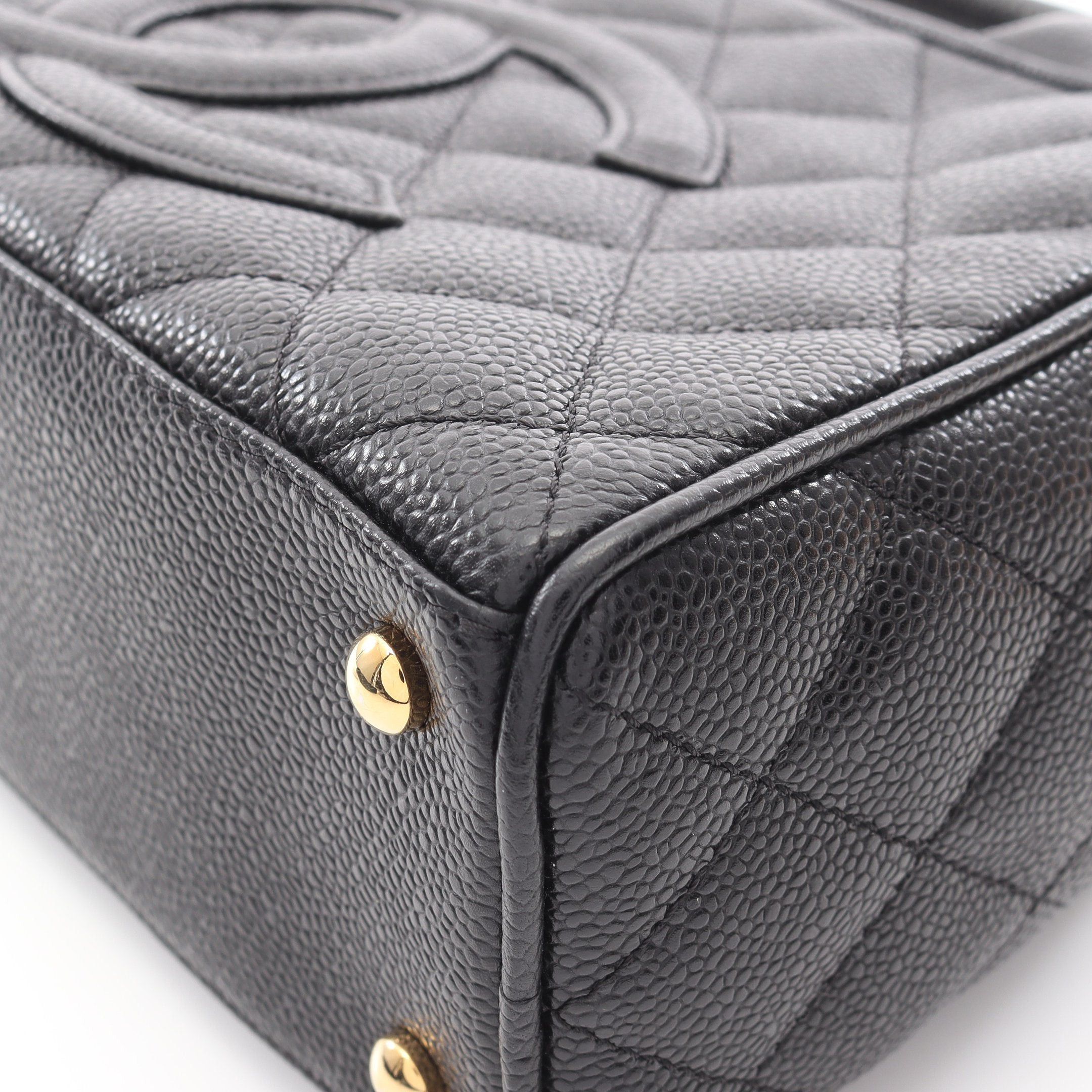 Chanel Chanel Matelasse Handbag Mini Boston Bag Caviar Skin Black Gold Hardware Size ONE SIZE - 9 Thumbnail